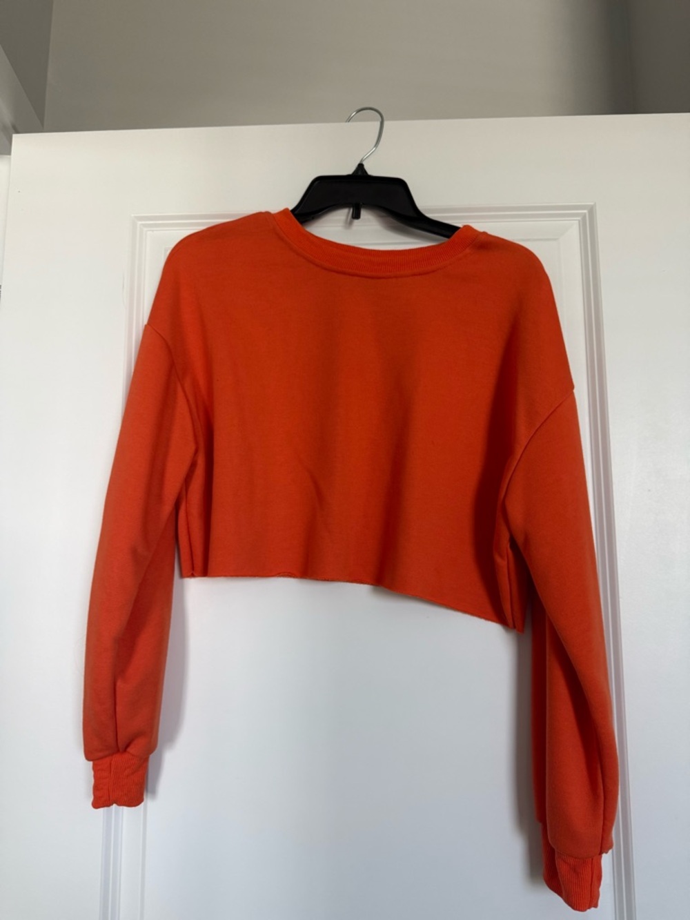 Women's Cropped Crewneck Sweatshirt - Orange
